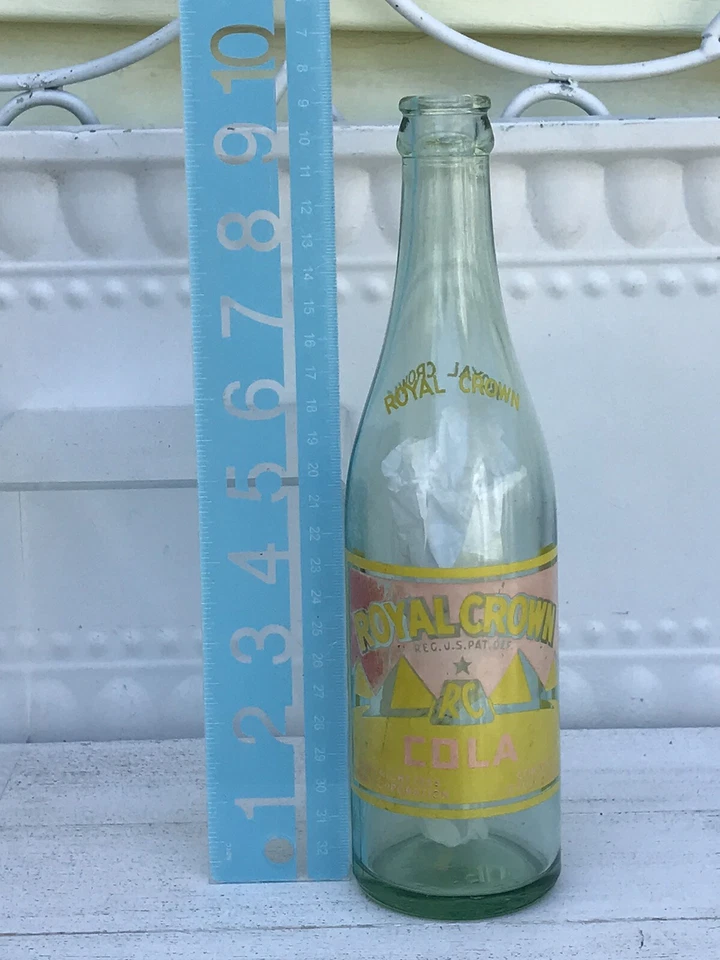 Garrafa de cola vintage ROYAL CROWN "RC" 1936 12 oz pirâmides vidro claro ACL - Imagem 3 de 4