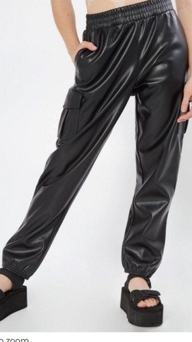 Rue 21 Black Faux Leather Cargo Joggers 