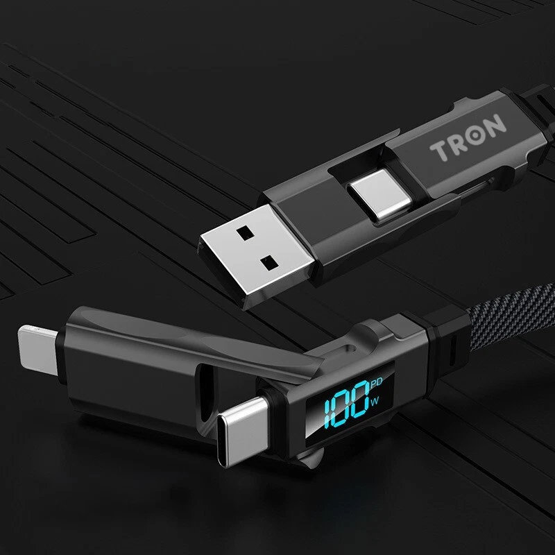 TRON 4 in 1 Digital Display Braided Charging Cable 100W | 5FT - Image 4 of 4