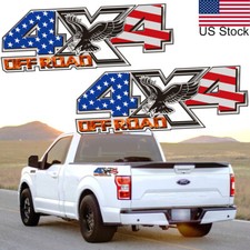 2pcs Us Flag Eagle 4x4 Off Road Rear Truck Bed Side Decal Sticker For Ford F-150