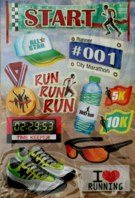 Sticker 3D Running Just Run Marathon Überraschung Geschenk Aufkleber günstig Neu