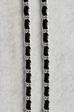 Decorative Adjustable Fashion Bra Straps-Black Leather Silver Chain