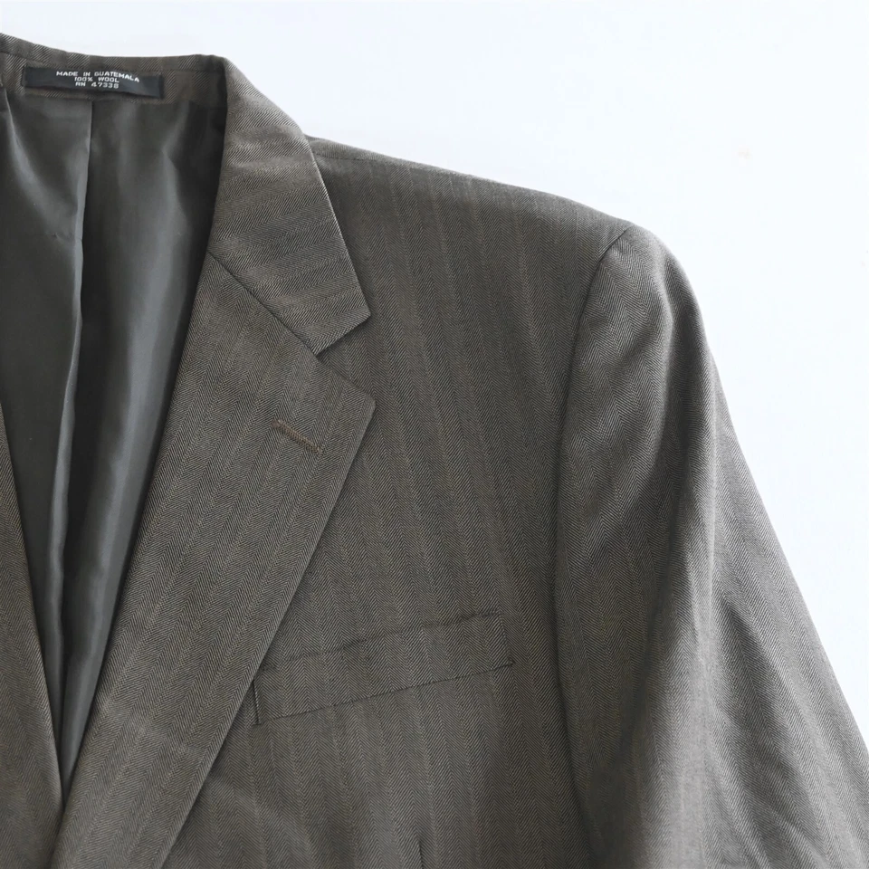 Jones New York 46L 34x30 Marrón Espiga 100% Lana Hombre Chaqueta Pantalones Traje Foto 2 de 4