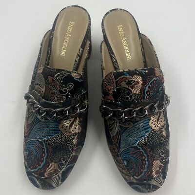 ENZO ANGIOLINI WOMENS GILIAN PAISLEY TEXTILE UPPER SLIP ON MULE SIZE 7.5 M
