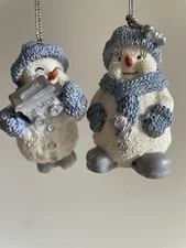 Encore Snow Buddies Christmas Ornaments: Powder with Caboose & 3" Blizzy Snowman