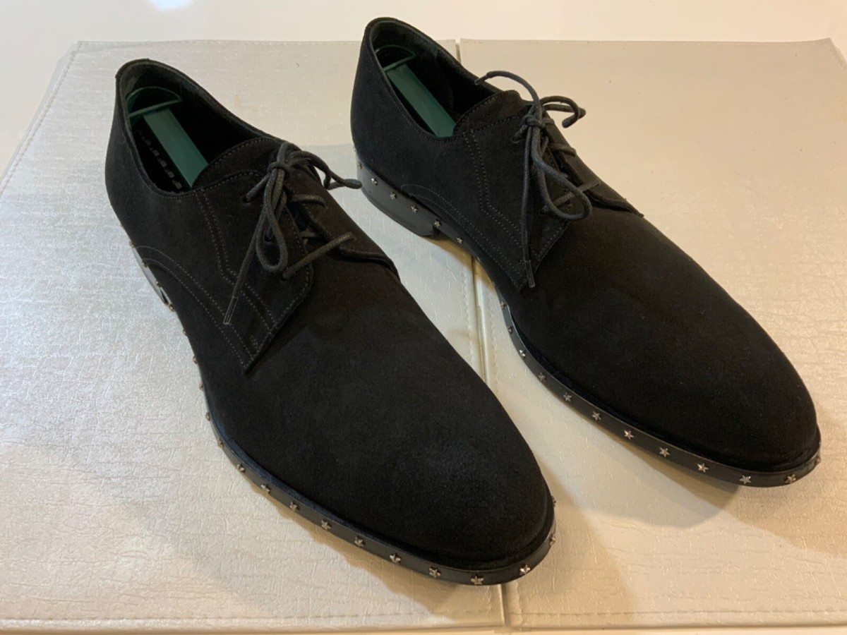 JIMMY CHOO Mens Axel Black Suede Studded Oxfords Size 10.5 