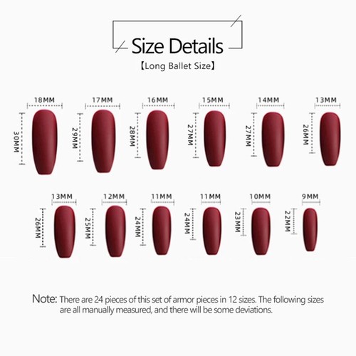 24 Nagelpressset mit Kleber Lang Goth Schwarz Rose Grau Matt Mattiert - Bild 4 von 6