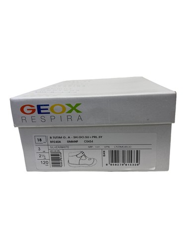GEOX RESPIRA scarpe da bambina argento taglia UK2,5 - argento/bianco - Foto 3 di 5