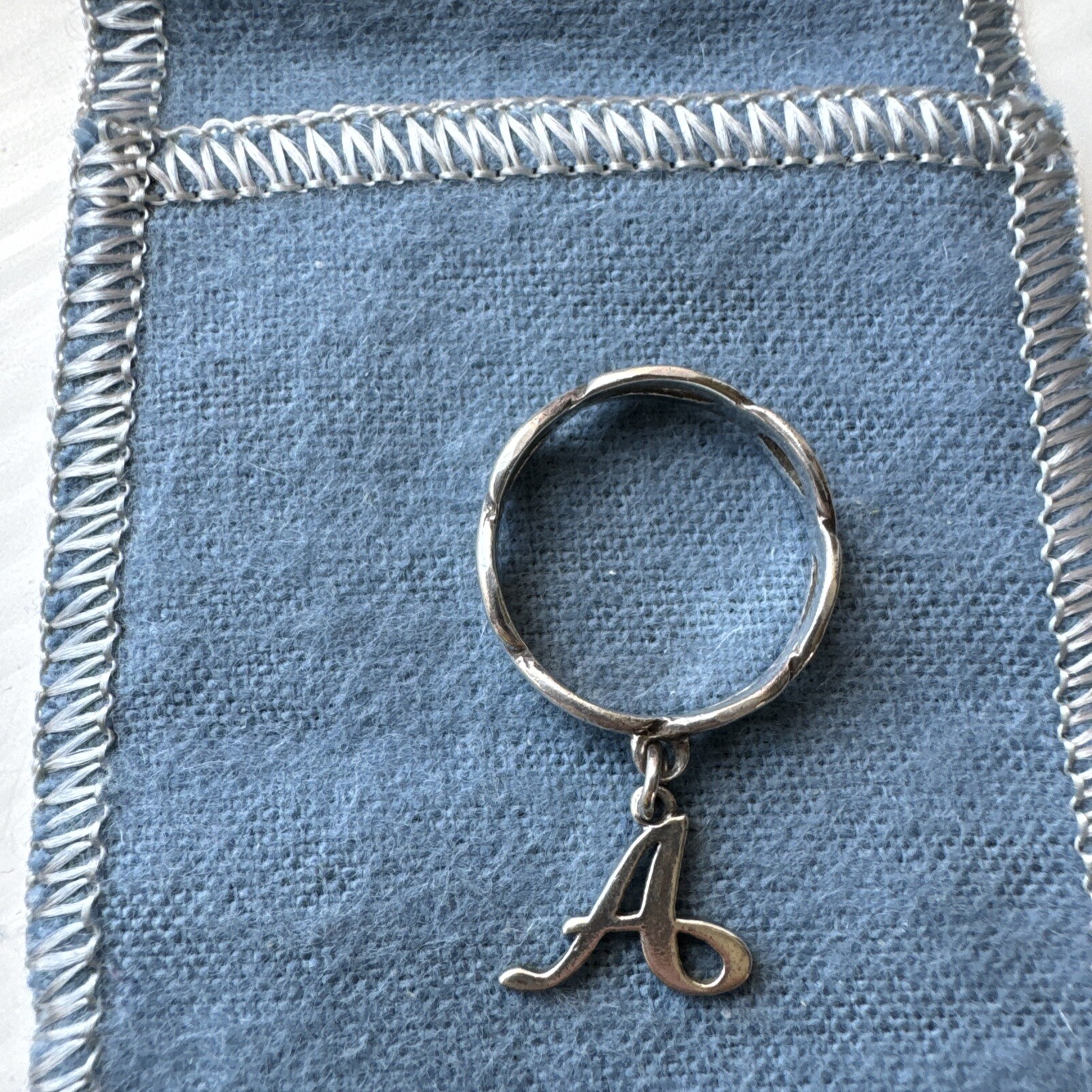 James Avery A Initial Charm Dangle Ring Size 6 Wi… - image 1