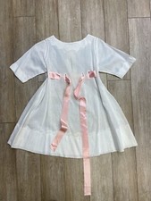 Vintage 1930s Child's girls cotton dress with pink silk ribbon  crochet detail