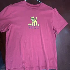 Life is good Medium "chicks dig me" dog tshirt cartoon preppy Fun Cotton Y2K