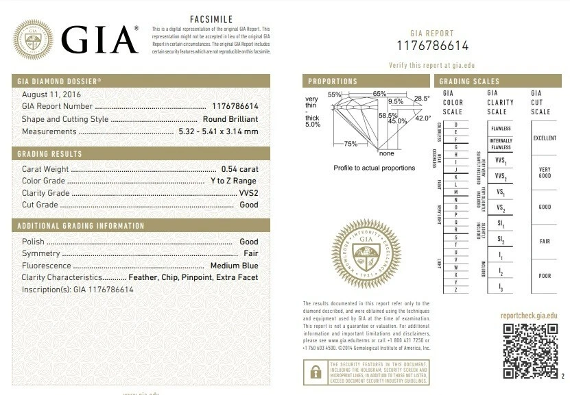 Elegante cadena de oro de 14 k con diamantes redondos amarillos de 0,54 quilates con certificación VVS2 GIA Foto 2 de 4