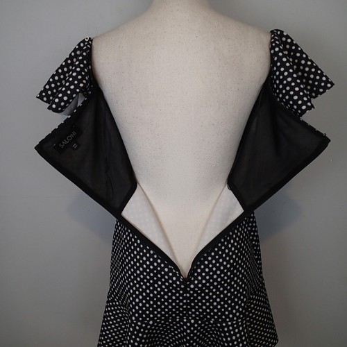 Saloni Amelia Neoprene Mini Polka Dot Dress Black White Size 6 - Picture 9 of 19