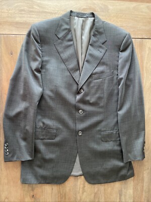 Corneliani Super 100s Extrafine Merino Wool Sport Jacket Mens 42L Brown Birdseye