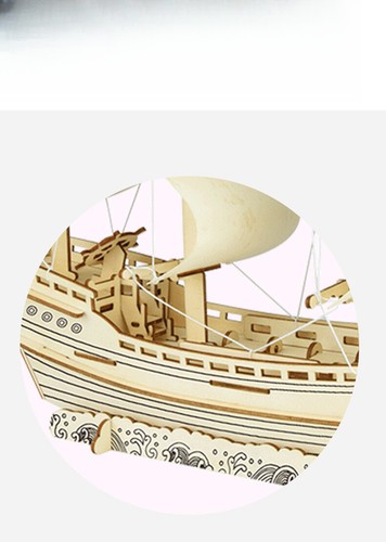 Puzzle 3D giocattoli legno fai da te portaerei modello nave regali compleanno per bambini - Foto 7 di 8