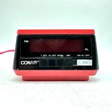Vintage 1980s Conair Digital Alarm Clock Small CL 2001 Red Taiwan Tested & Works