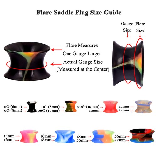 pairs Random Flexible Silicone Double Flare Hollow Ear Gauges Plugs Tunnels Ebay