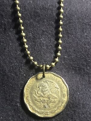 2000 Mexico 50 Centavos Coin Pendant Mexican Eagle Aztec