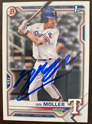 Ian Moller Auto Signed 2021 1st Bowman Draft Rangers In Person