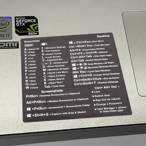 Windows PC Reference Keyboard Shortcut Sticker Adhesive for PC Laptop Desktop-wf