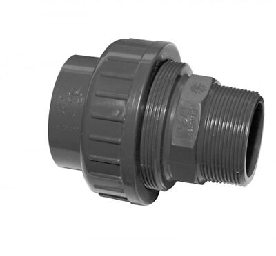 3/3 Verschraubung m. AG 20 x 1/2  - PVC Fitting Muffe Klebemuffe Klebefitting (6