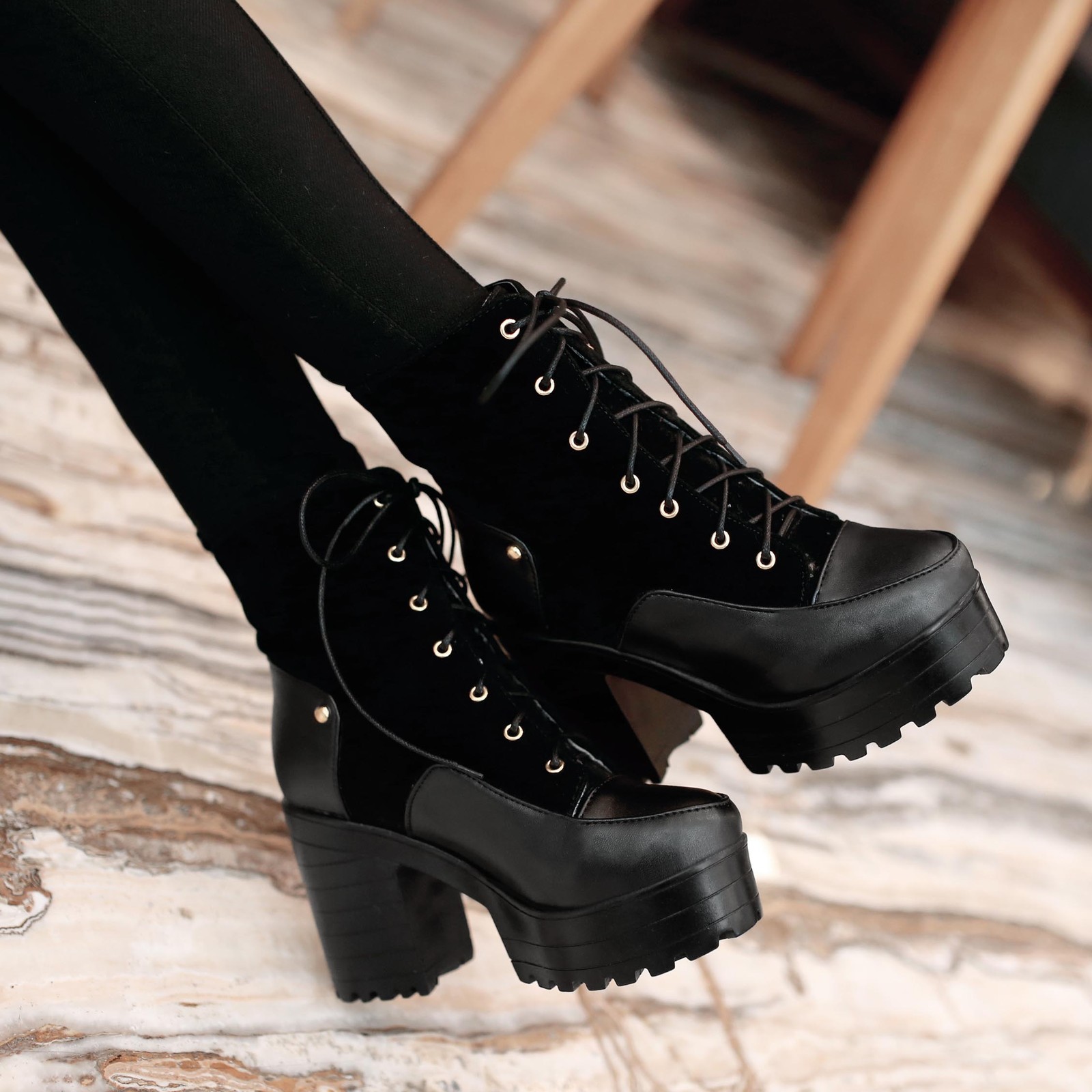 Fashion womens vintage chunky heel platform lace up ankle boot block heel  US4-11 | eBay