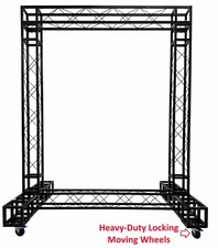 BLACK TRUSS ARCH 6.5F Width 8.3F Height Mobile Portable DJ With Locking Wheels
