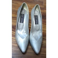 Stuart Weitzman Vintage Silver Leather Pumps Heels Size 10 A