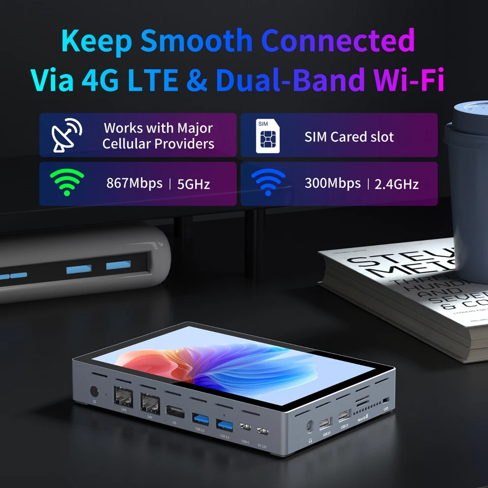 7 Zoll Windows Tablet Intel 12th Gen N100 16GB RAM 256GB WLAN BT 4G LTE Computer - Bild 2 von 4