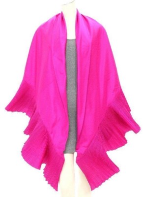 Jim Thomson Pink Fuschia Silk Pleated Trim Shawl Scarf Wrap gyuh