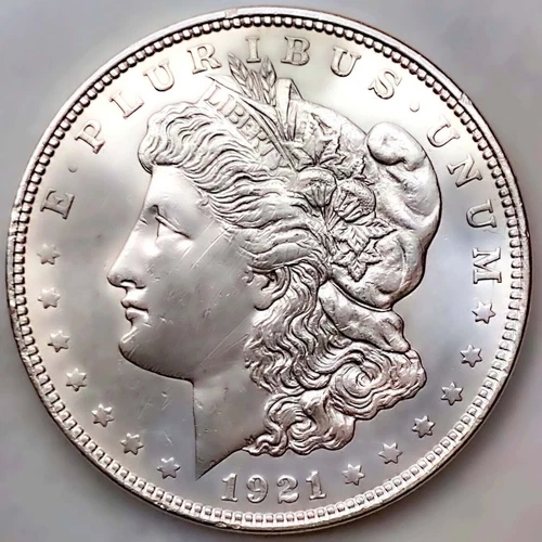 3 1921  AU UNC  MORGAN SILVER DOLLAR 90% SILVER $1 US COINS  PHIL,DEN,SAN -Lot 3