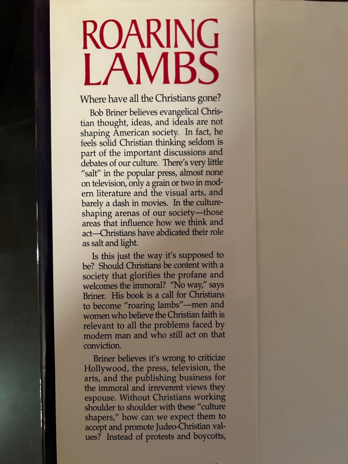 Roaring LambsA Gentile Plan To Radically Change Your World by Bob