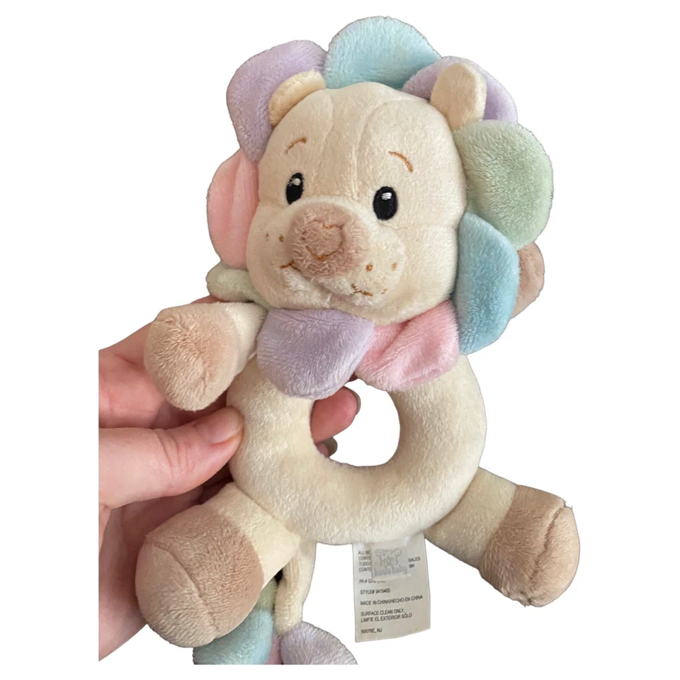 Juguete de peluche Koala Baby Lion Sonajero ojos cosidos suaves pastel rosa verde Foto 2 de 4