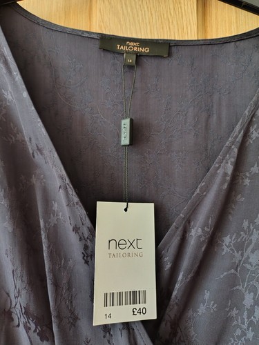 NEW WITH TAG Size 14 NEXT Tailoring Navy Blue Viscose OCCASION DRESS Flattering - Picture 2 of 13