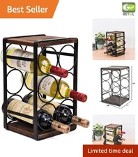 No Assembly Rustic Wine Rack – Stylish 6-Bottle Countertop Storage Solution
