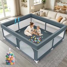 71x59 Large Baby Playpen Indoor Outdoor Play Yard for Toddlers Soft Padde...