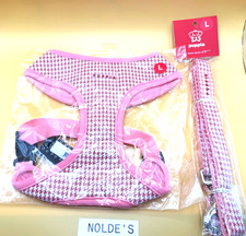 Puppia (L) Pink/white Checked Harness with matching leash DS245B1TF667
