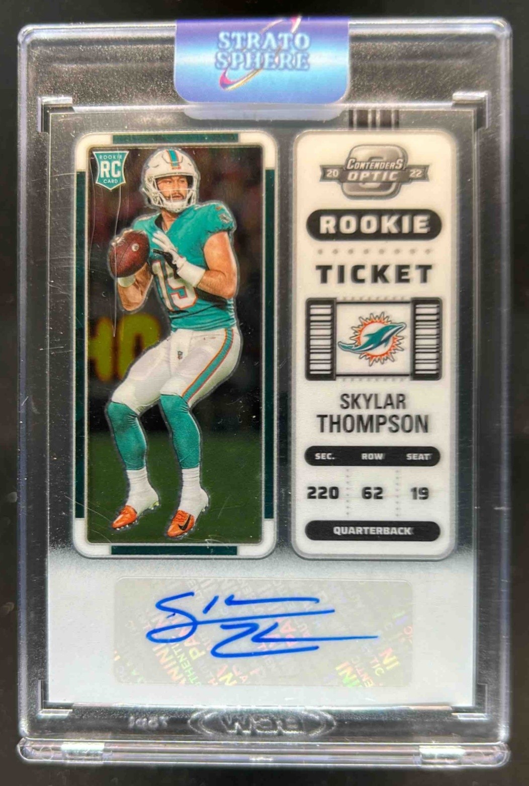 2022 Contenders Optic Skylar Thompson RC Auto Rookie Ticket #196 Dolphins