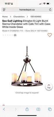 sea gull lighting ellington 6 light round chandelier burnt sienna cafe tint