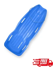 Flexible Snow Sled Toboggan for Adults & Kids 2 Riders with Rope Handles