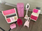 Vintage 1970s - 80s Barbie Dream House Furniture Microwave Oven Scale Chairs