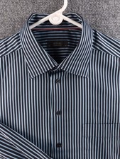 Eton Striped 17.5 Blue Shirt Premium Button Up Long Sleeve Pocket Men Elegant