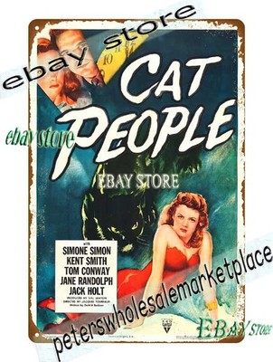 1942 Cat People vintage horror poster Tin Sign home decor sites