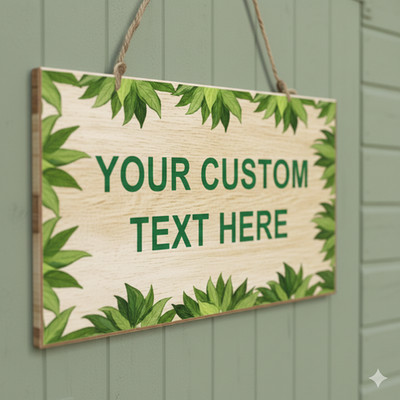Personalisiertes Garten Holzschild individuell hängende Plakette Outdoor Wohndeko