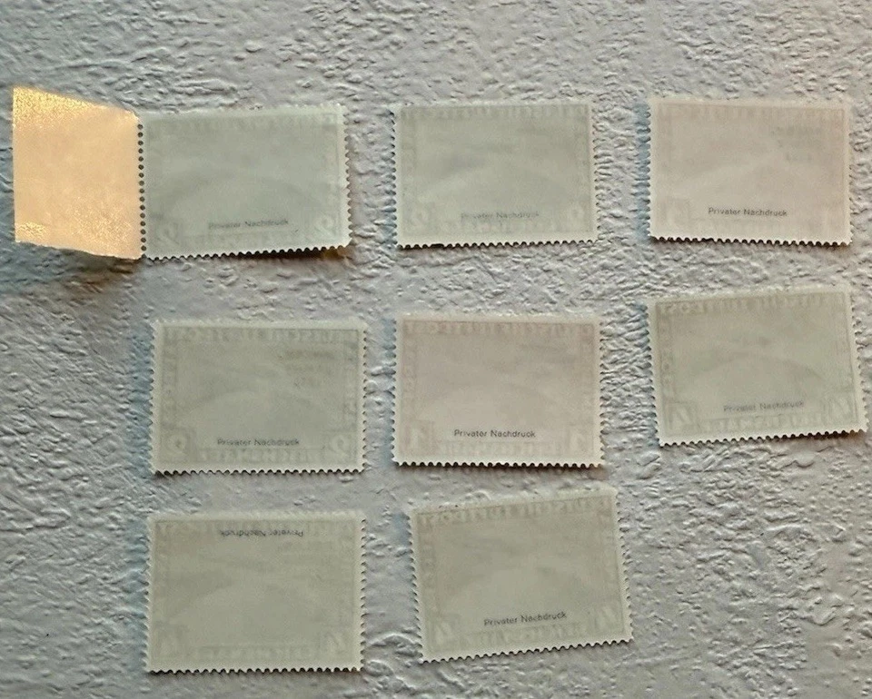 Zeppelin Airmail Stamps Set of 8 Deutsche Luftpost Reprints Immaculate Unused - Image 2 of 4