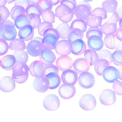 100pcs Cat Eye Resin Beads, 5mm Back Flat Round Accessories, Purple