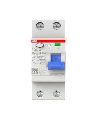 ABB 2CSF202101R1630 F202 A-63/0.03 Fehlerstromschutzschalter 2P Typ A 30 mA 63 A