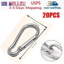 2" Aluminum Carabiner D Shape Buckle Pack Keychain Clip Spring Snap Key Chain 20