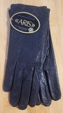 Vintage Aris Black Pebbled Leather Gloves Size 7.5 Lined Warm New With Tags