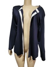 Misook Navy Knit XL Open Blazer Jacket Cardigan Shoulder Pads X